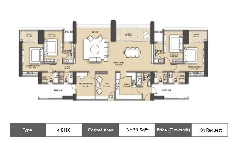 Sheth One Marina 4 BHK floor plan, 2528 sq ft carpet area